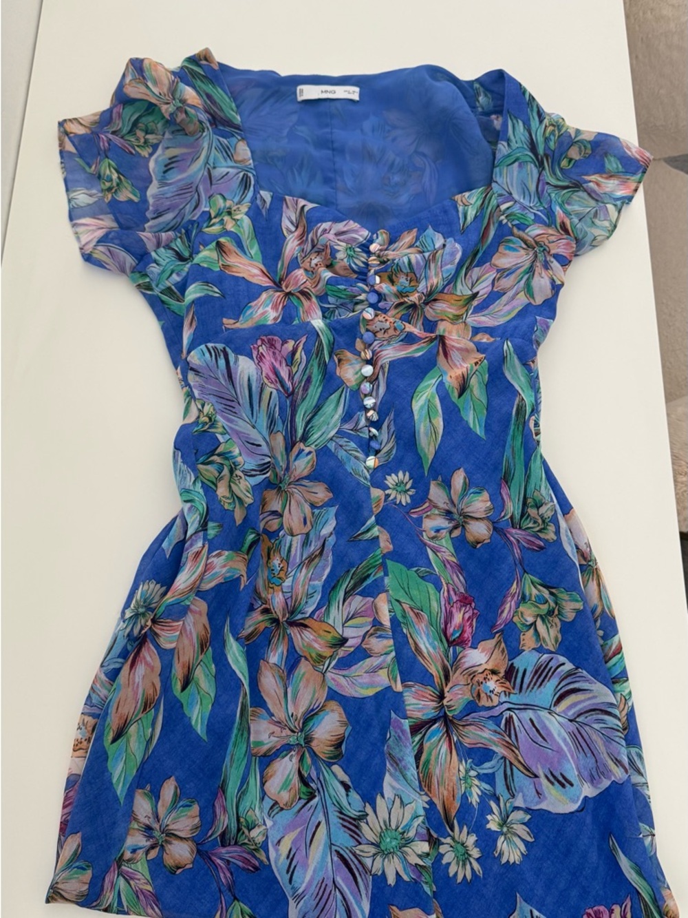 Mango Blue Floral Midi Dress